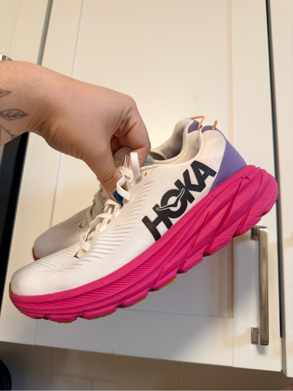 Hoka One One Women's White, Pink & Purple Running Sneakers